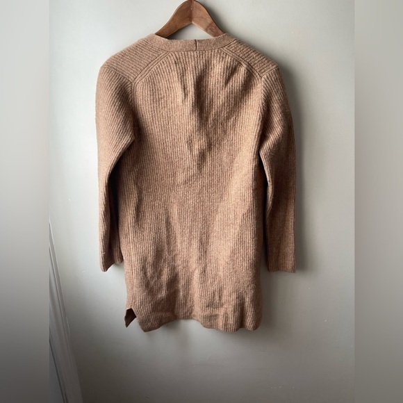 J Crew Factory cardigan sweater womens tan brown lambswool blend small - Picture 2 of 10